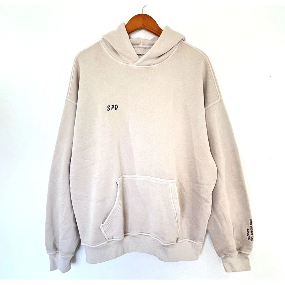 Abercrombie Mens Oversized Hoodie‎ Size M Beige Soft AF Rare Impact Fund Benefit